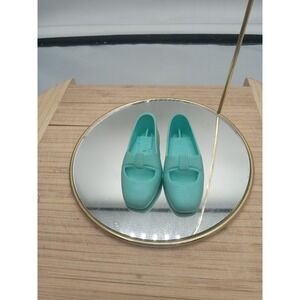 Vintage Ideal Crissy Doll Aqua Turquoise Blue Bow Flat Shoes Has SPOT Some Wear